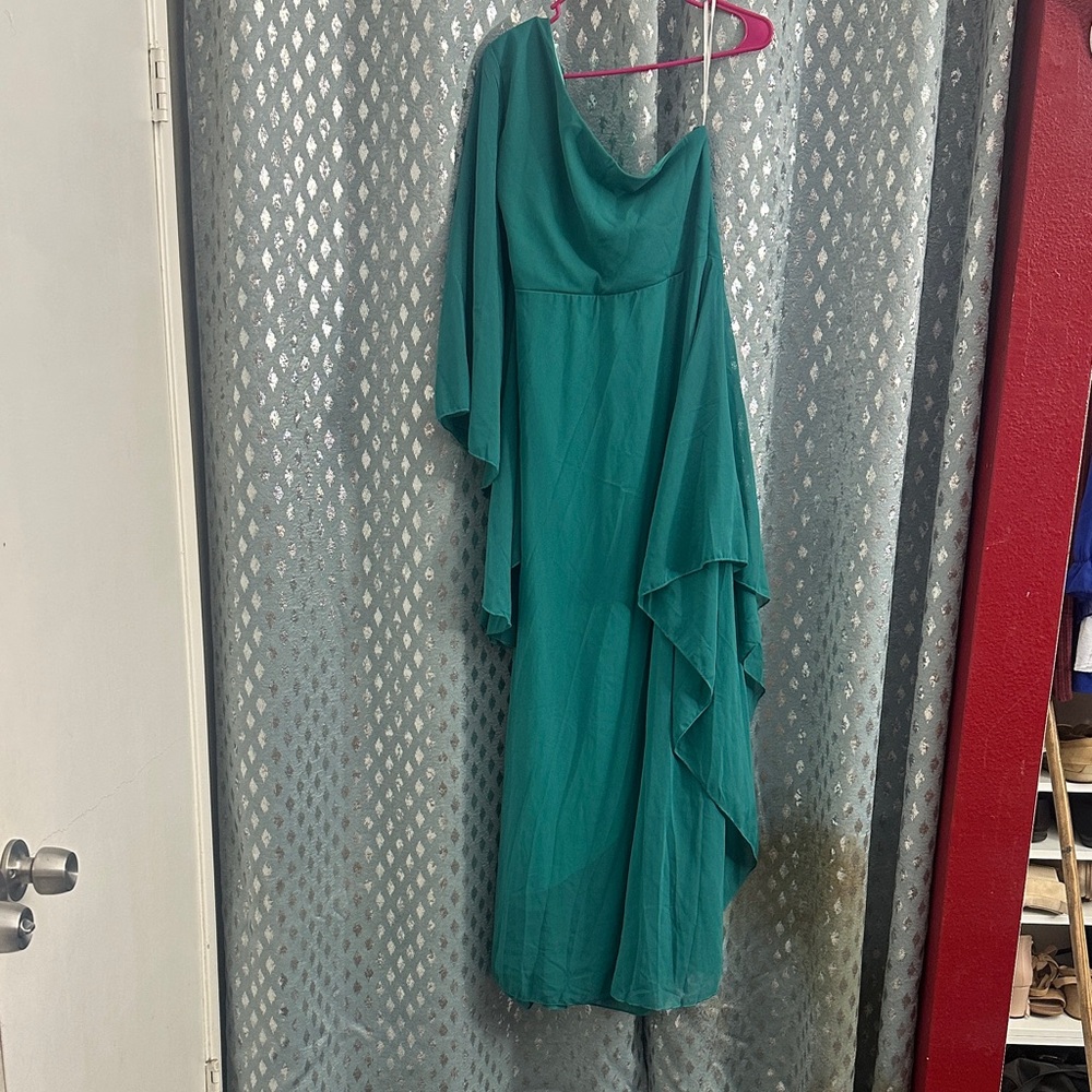 SHEIN Teal One Shoulder Dress